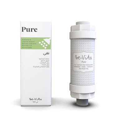 Be-Vita Pure Shower Filter - 2-in-1 Antibacterial Sediment &amp; Mineral Filtration - Dechlorinating - Water Purifier for Sensitive Skin, Hair &amp; Family Use - Made in Korea (Unscented)