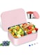 YHRY Stainless Steel Bento Box, 28.7oz Removable Divider Bento Lunch Boxes, Leak Proof Reusable Metal Lunch Containers with Silicone Lid Easy open, Including 2.4oz Sauce Container (Pink)