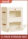 Large Closet Storage Organizer - Clothes Storage Bins with Handles &amp; Window, Collapsible Decorative Boxes with Lids, Fabric Containers for Living Room, Dorm, 2 Pack, Beige