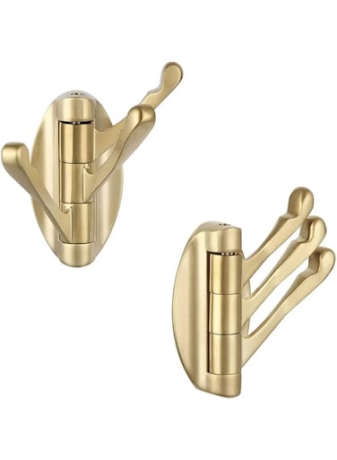 NALACAL Towel Hook Brushed Gold, Angle Simple Metal Folding Swivel Towel Holder, Bathroom Robe Clothes Coat Hook, Home RV Organizer, Wall Mount
