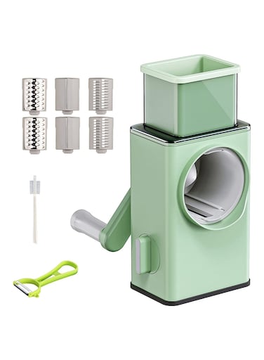 Rotary Vegetable Cutter and Cheese Grater Vegetable Shredder Round Mandolin Slicer, Grater, Salad Maker - Large Feed Port - Suction Base - Vegetable, Fruit, Cookie, OREO, Nuts