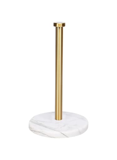 NearMoon Standing Paper Towel Holder, Kitchen Paper Towel Roll Holder- for Bathroom Kitchen Countertop, Standard or Jumbo-Sized Roll Holder (with Marble Base, Brushed Gold)