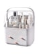 Makeup Box Jewelry Organizer Box Earring Holder Organizer for Women Girls Cosmetic Organizer Box with Lid Makeup Display Boxes, Skincare Organizers (White) [Makeup Organizer] [ Jewelry Box]