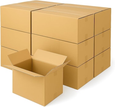 Duchic&trade; Pack of 10 Cardboard Moving Boxes,25kg Capacity, Brown, Corrugated, Recyclable,Brown Carton for Packaging, Shipping and Storage, 5 ply (65X47X40 CM)