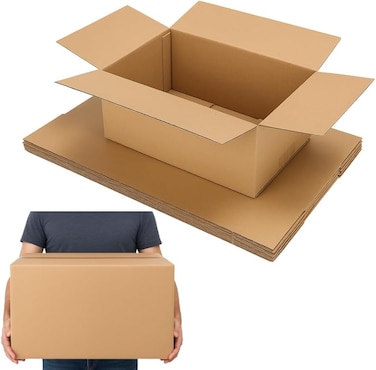Duchic™ [5 PACK] Cardboard Moving Box,25kg Capacity, Cardboard Brown box, Corrugated box, Recyclable,Brown Carton for Packing, Shipping and Storage box, 5 ply (65X47X40) CM