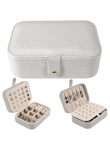 Dajasan Mini Travel Jewelry Case, Portable Travel Jewelry Organizer, Small Jewelry Gift Box for Valentine&#39;s Day, Birthday, Mother&#39;s Day, Christmas (Beige)