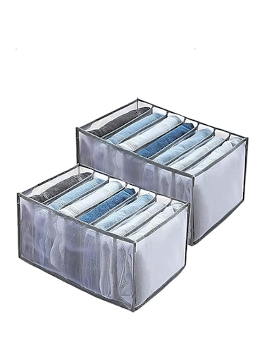 ZYU Retaily 2 Pcs washable cloth organizer l 7 Grids Closet Organizer for Saving Space l Foldable and Visible fabric drawer organizerlPerfectly Use for storing T-Shirt Jeans Skirts Legging and Scarves