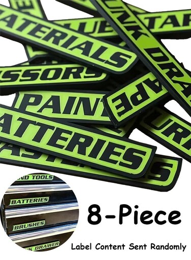 Magnetic Toolbox Labels, 3D Printed Personalized Magnets, for Toolbox Organization, Easy-to-Read, Universal Organizing Accessories, Reusable Labels for Steel Trolley (Label Content Sent Randomly)