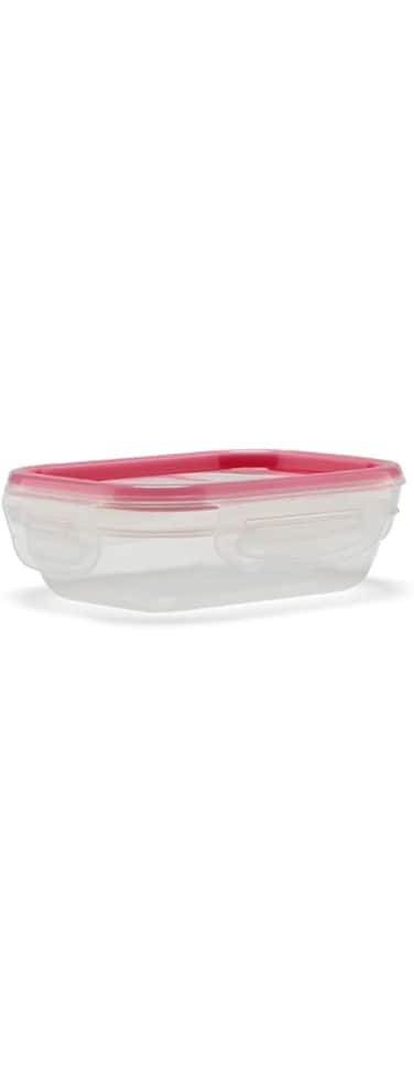 KLEEZ Plastic Food Storage Boxes, Meal Prep Containers, Integrated Silicone-Lining, Airtight, Reusable, Stackable, BPA-Free. Microwave, Freezer, Dishwasher safe. Perfect for Kitchen. Pink, 300ml