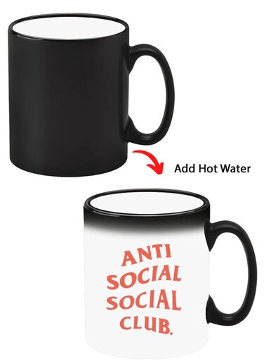 Color Changing Heat Sensitive Ceramic Mug, Image Revealed When HOT Liquid is Added! Anti social social club