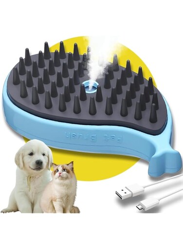 cuspitum Steamy Cat Brush, Cat Steam Brush for Shedding, Pet Tangled&amp;Matted Hair Removal, Cat Cleaning Brush Comb with Steam, Steaming Cat Brush massager, Pet Steam Brush for Dog and Cat