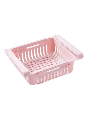 Fridge Organizer Pull Out Drawer Refrigerator Clip On Under Shelf Basket For Kitchen Storage Fits Pink 20*8*16cm