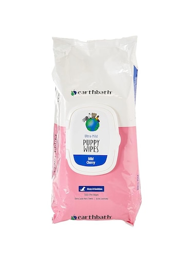 Earthbath Ultra-Mild Puppy Wipes Wild Cherry 100 Pet Wipes