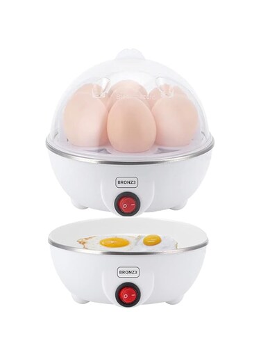 Electric Egg Cooker - 7-Egg Capacity with Auto-Off, One-Touch Operation, Egg Boiler electric cooker with Dual Poacher Pan &amp; Cup, Perfect for Hard, Medium, Soft-Boiled &amp; Poached Eggs, Easy-to-Clean