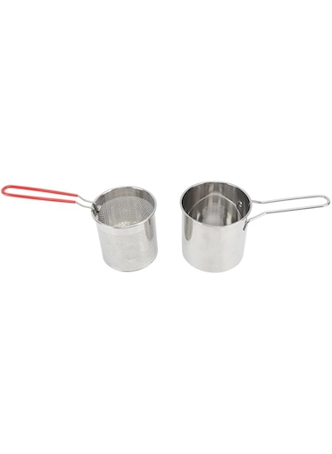 BROLEO Deep Fryer Pot, Stainless Steel Stainless Steel Stock Fry Pot Large Capacity Oil Saving Multi Functional Portable for Kitchen (3 Piece Set:Frying Pot +Strainer Basket+Lid)