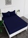 Fitted Elastic Bedsheet Set With Pillow Covers, King/Queen/Double/Single Sizes, Color Blue