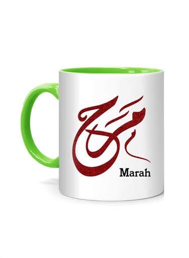 Styles Arabic Calligraphy Name Marah Printed Mug White/Green
