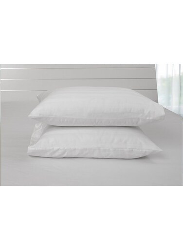 Linen Klub Standard Pillow Cases 2Pcs Set, Fabric: 250Tc 100% Cotton Sateen 1 Inch Stripe, Luxury Feel Soft Bedding Cotton Blend White 50x75cm