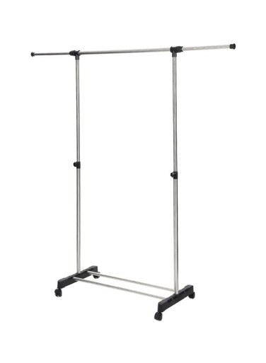 Metal Adjustable Clothes Organizer With Shoes Rack Silver/Black 87cm