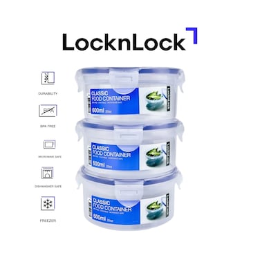 LocknLock 600ml Round Airtight Food Storage PACK of 3 &ndash; BPA-Free, Microwave, Freezer, and Dishwasher Safe