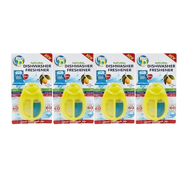 Big D Natural Dishwasher Freshener with Lemon Oil &ndash; Pack of 4   Long-Lasting Citrus Odor Control with Aqua Active Technology
