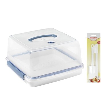 LocknLock Airtight Cake Storage Box + Free 2-Piece Metaltex Pastry Spatula Set &ndash; Freshness &amp; Baking Combo