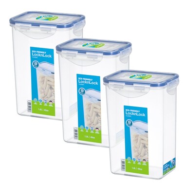LocknLock 1.3L Rectangular Food Container (Pack of 3) &ndash; Airtight, BPA-Free, Microwave, Freezer &amp; Dishwasher Safe
