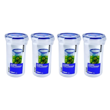 LocknLock 430ml Round Food Container (Pack of 4) &ndash; Airtight, BPA-Free, Microwave, Freezer &amp; Dishwasher Safe