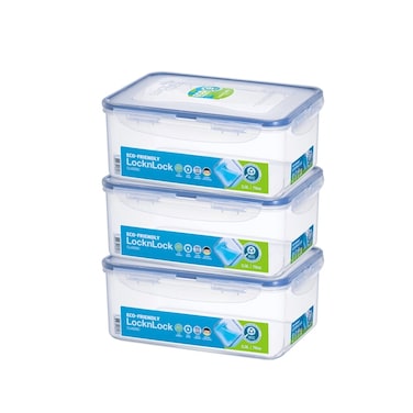 LocknLock 2.3L Rectangular Food Container (Pack of 3) &ndash; Airtight, BPA-Free, Microwave, Freezer &amp; Dishwasher Safe