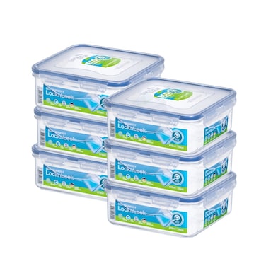 LocknLock 870ml Square Food Container (Pack of 6) &ndash; Airtight, BPA-Free, Microwave, Freezer, and Dishwasher Safe