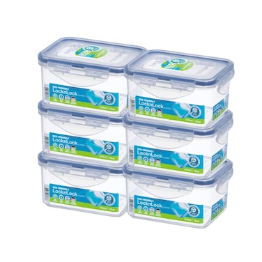 LocknLock 470ml Rectangular Food Container (Pack of 6) &ndash; Airtight, BPA-Free, Microwave, Freezer &amp; Dishwasher Safe