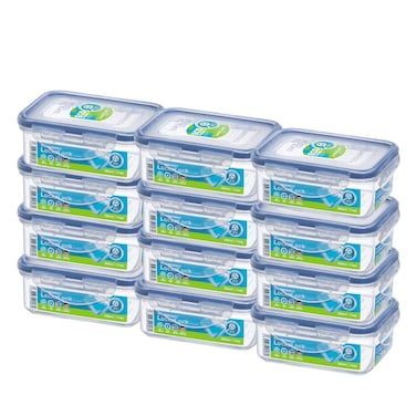 LocknLock 350ml Rectangular Food Container (Pack of 12) &ndash; Airtight, BPA-Free, Microwave, Freezer &amp; Dishwasher Safe