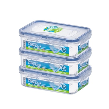 LocknLock 360ml Rectangular Food Container (Pack of 3) &ndash; Airtight, BPA-Free, Microwave, Freezer &amp; Dishwasher Safe
