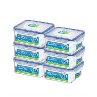 LocknLock 680ml Square Food Container (Pack of 6) &ndash; Airtight, BPA-Free, Microwave, Freezer &amp; Dishwasher Safe