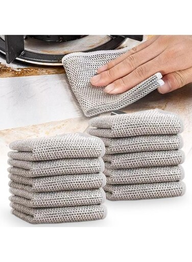 Multipurpose Wire Dishwashing Rags for Wet and Dry, 2024 New Reusable Non Scratch Wire Dishcloth, Premium Scrubbing Wire Dishwashing Rags for Scrubs Dishes, Sinks Cleans (10)