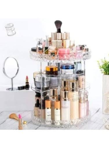 360&Acirc;&deg; Rotating Makeup Organizer Stand &acirc;&euro;&ldquo; Acrylic Cosmetic Holder for Lipsticks, Brushes, and Skincare Products