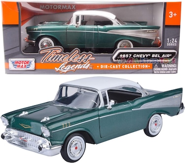Motor Max 1957 Chevy Bel Air, Green - Showcasts 73228 1/24 scale Diecast Model Toy Car
