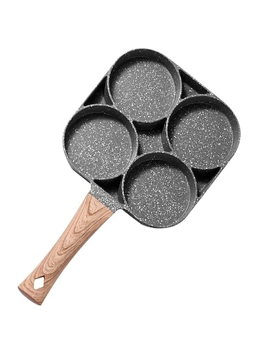 Showay ECVV Egg Cooker Frying Pan, 4-Cups Non-Stick Cookware Aluminium Alloy Fried Cooker,Pancake,Omelette Pan,Egg Poacher BLACK LC-4CUPS-FPAN-01