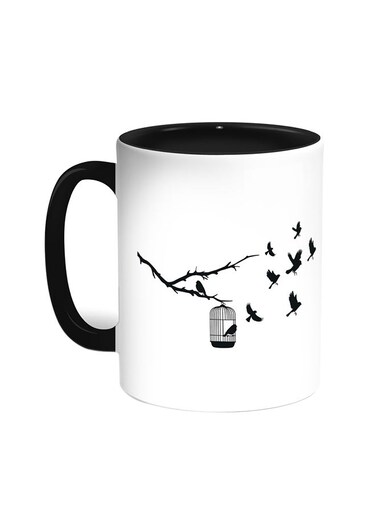 Freedom Of Birds Printed Coffee Mug Black/White