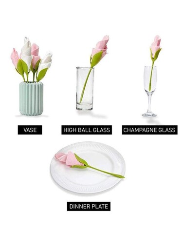 Napkin Holders,12-Piece Bloom Flowers Floral Green Design For Tables,Green Plastic Flower Floral Buds Serviette Holders For Kitchen