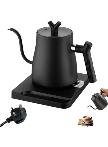Mhpxszmyy Electric Kettle Gooseneck, 1L Stainless Steel Coffee and Tea Pot, 304 Stainless Electric Kettle with Automatic Power-Off, 1000W Fast Heating Electric Kettle (D-Black)