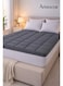 600GSM Striped Microfiber Mattress Topper Single 100x200cm &acirc;&euro;&ldquo; Soft Thick 7cm Cushioning with Elastic Straps, Grey Microfiber Grey 100x200+7cm