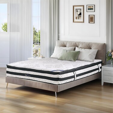 Total Comfort Athens Mattress   30cm Thickness   Memory Foam EuroTop   Pocket Springs   Motion Isolation   No Turn Design   Foam-Enclosed Border (Super King 200x200x30 cm)