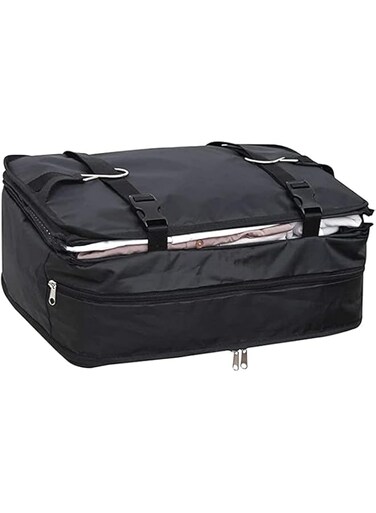 Portable Hanging Travel Shelves Bag,3 Layer Portable Clothes Shoes Rack Holder Organizer for Travel,Wardrobe Storage Hanging Bag,Black