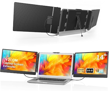 14" Triple Laptop Screen Extender FHD 1080P IPS Portable Monitor USB-C HDMI