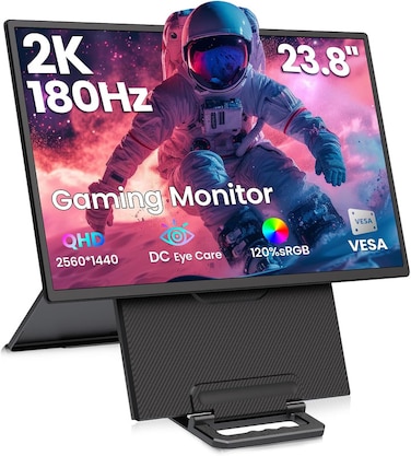 23.8" 2.5K 180Hz Gaming Portable Monitor, IPS Laptop Screen Extender with HDR, 178&deg; Wide View, USB-C HDMI Travel Display for Work, Study &amp; PS5/Xbox/PC/Phone