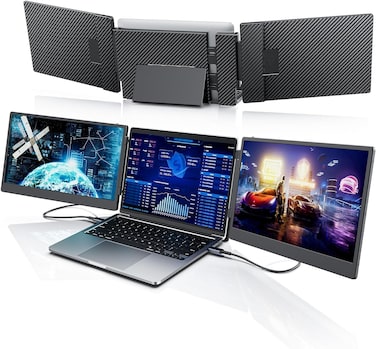 14" Triple Laptop Screen Extender FHD 1080P IPS Portable Monitor USB-C HDMI