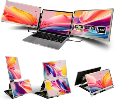 V2COM S6 15.6-Inch FHD 1080P Laptop Screen Extender, Multi-Function Portable Monitor with 80% NTSC, USB/HDMI Hub, Plug &amp; Play, Compatible with Windows, Mac, Chrome, Android, Switch &amp; PS5