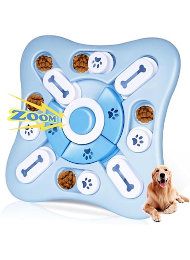 LUCKY-D Dog Puzzle Toy, Interactive Dog Toys Treat Puzzle Dispensing for Dogs Brain Stimulation IQ Training &amp; Mental Enrichment, Squeaky Slow Feeder Advanced Level 2 in 1 for Small/Medium/Large Dogs