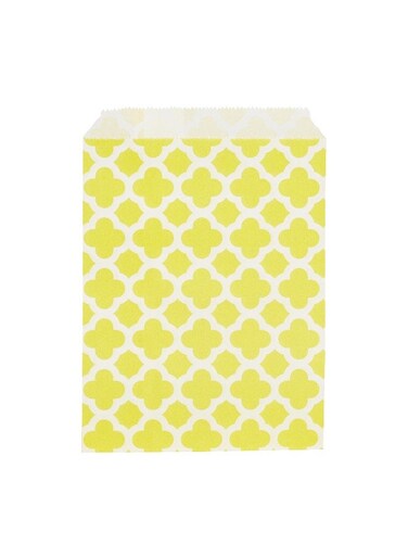 Paper Cookie Bags 7x5 Inch Pack of 100 Yellow Rectangle Greaseproof Asian Monogram Paper Treat Bags with Open-Top, Cookie Bags with Seal for Baked Goods, Snacks, Bagel, Sandwich